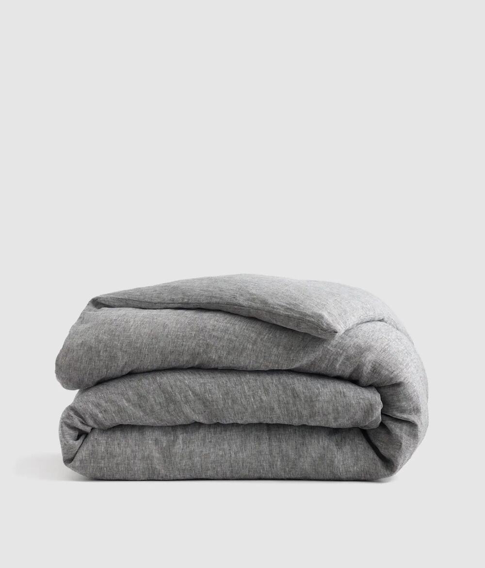 NEW Quince European 100% Linen Duvet Cover FULL/QUEEN Charcoal Chambray $164